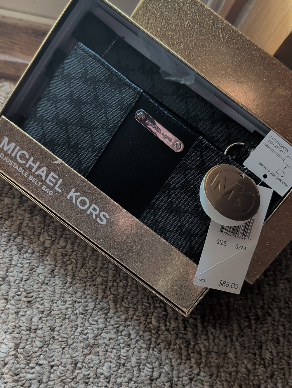 Michael Kors Black Logo-Print Adjustable Belt Bag